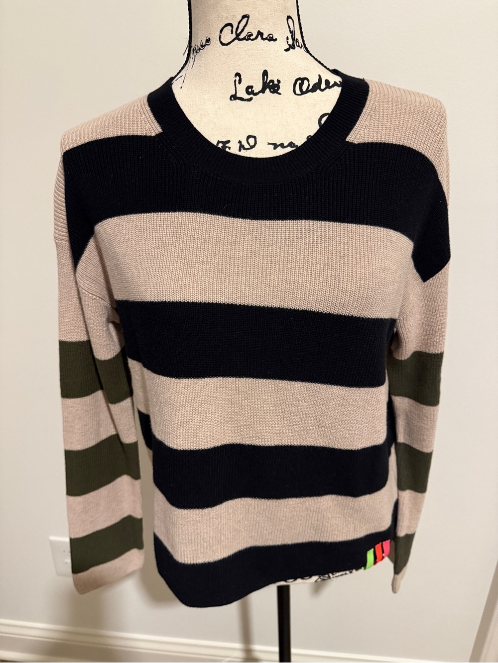Lisa Todd sweater striped unique front to back size small oversized